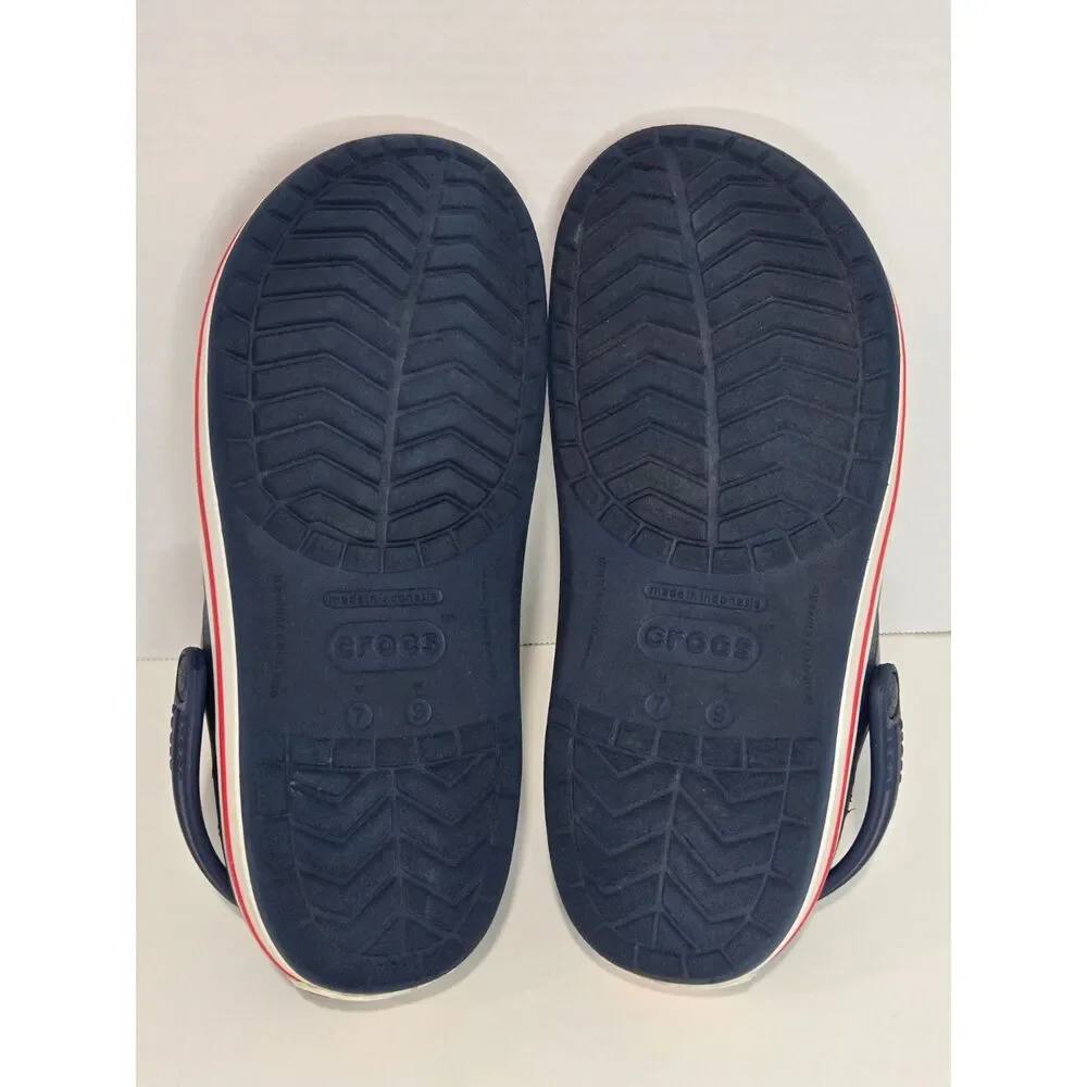 Crocs Crocband Navy Blue Red White Clogs | Unisex Men's 7 Women's 9